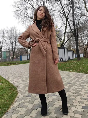Женское коричневое осеннее пальто - 62 фото