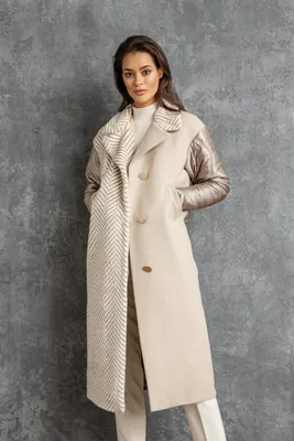 Комбинированное пальто, модель ММ-18, размер 48 в Москве в  интернет-магазине Queen Furs