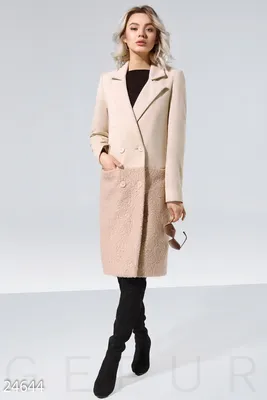 Каталог Пальто женское с поясом из меха норки, комбинированное стриженной  норкой , цвет FERRO от Мехового салона «Prestige» в Самаре