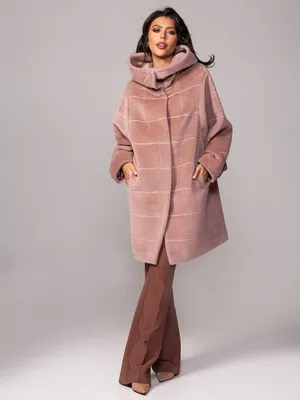 Пальто альпака модели летучая мышь с капюшоном