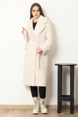 Женское демисезонное пальто, ЭКО-ШУБА, Артикул - 361 утеплённая белая:  купить онлайн.