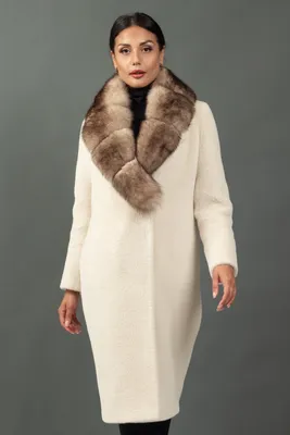 Длинная двубортная тёплая шуба-пальто из экомеха 023425550014, цвет Молоко,  артикул 023425550014 - купить в интернет-магазине ZOLLA по цене: 7 499 ₽