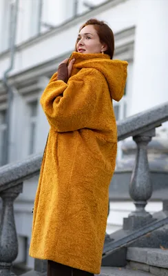 Эко Шуба пальто из меха эко овчины с капюшоном длинное, желтое, приталенное  с поясом (ID#1470539980), цена: 3600 ₴, купить на Prom.ua