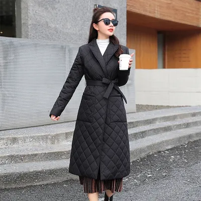 Пуховое пальто женское длинное зимнее с капюшоном – купить в Москве