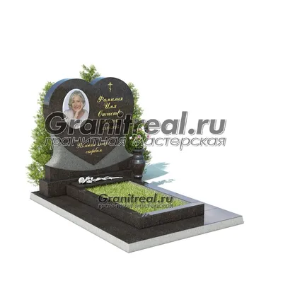 Заказать Памятник на могилу в виде сердца из гранита и мрамора с ангелом  PF-20 недорого | GM Group