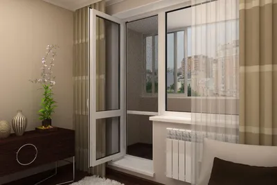 Оформление окна с балконной дверью в гостиной и спальне - современные  варианты с шторами