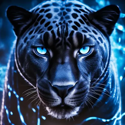 🤍 Пантера с голубыми глазами, злой…» — создано в Шедевруме