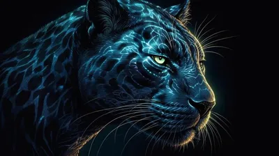 Красивая черная пантера, с голубыми …» — создано в Шедевруме