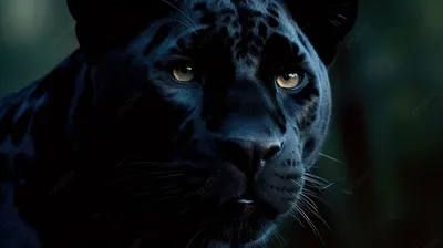 На этой иллюстрации показана черная пантера с голубыми глазами. | Премиум  Фото