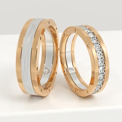 Плоские парные обручальные кольца из золота с широким классическим профилем  (Вес пары: 14 гр.) | Купить в Москве - Nota-Gold