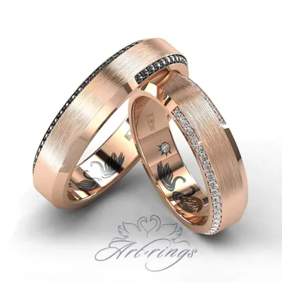 Купить Обручальные кольца парные с бриллиантами из золота 585 пробы //  Ювелирный интернет-магазин Rings.Ru