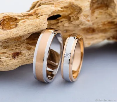 Обручальные кольца из белого золота парные ❣ «Половинки - Пазл»