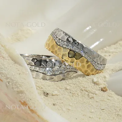 Парные обручальные кольца белое золото с бриллиантами - купить по цене  82300 руб . в интернет-магазине goldax.ru
