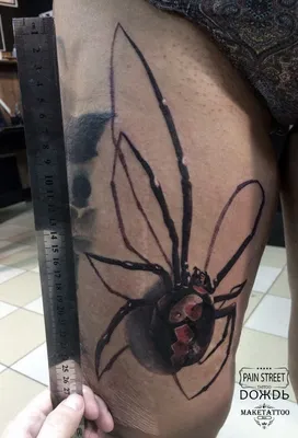 Татуировка мужская графика на боку черный паук - мастер Мария Котова 5623 |  Art of Pain