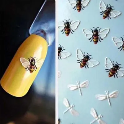 Женские ногти с изображением пчелы | Премиум Фото