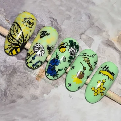 8*10 см милые наклейки для ногтей в виде пчелы, 3D Самоклеящиеся наклейки  для ногтей с тиснением, Золотой пчелиный маникюрный стикер | AliExpress