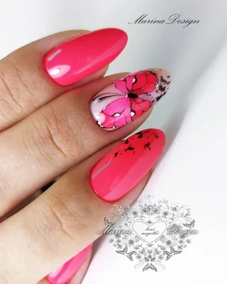 Pink butterfly | Nail art, Nail designs, Manicure