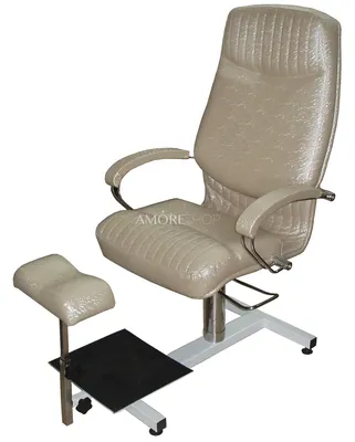 Педикюрное кресло Подо в обивке молочного цвета - удобное и устойчивое, на  металлическом каркасе