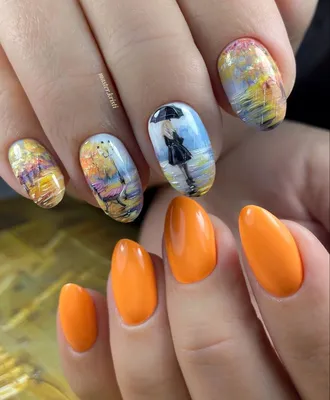 Осенний пейзаж на ногтях | Diamond nail art, Autumn nails, Nail drawing