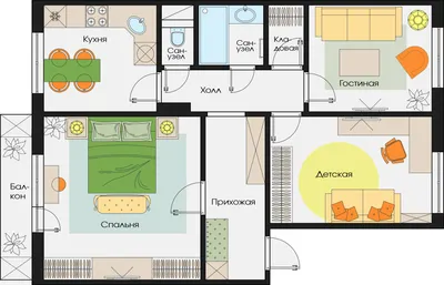 DIM.RIA – Перепланировка трехкомнатной квартиры: 5 вариантов