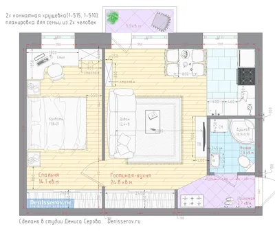Планировка 2 двухкомнатной квартиры хрущевки (10 вариантов) | Студия Дениса  Серова