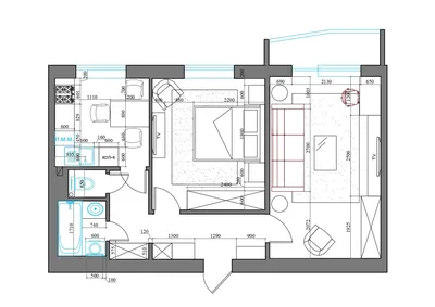 Перепланировка двухкомнатной квартиры от дизайнера интерьера