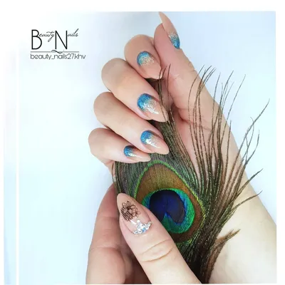 Дизайн ногтей ПЕРО ПАВЛИНА / NailArt Peacock feather / MixStyleCappuccino -  YouTube