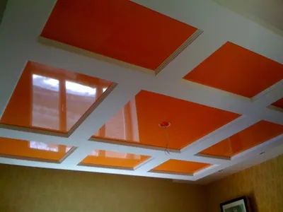 Оранжевые натяжные потолки с установкой | Заказать оранжевый натяжной  потолок недорого