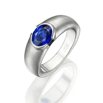 Мужской перстень с натуральным синим сапфиром карат купить по доступной  цене | Gem Lovers
