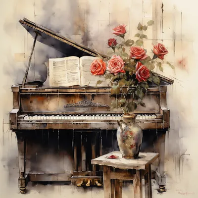 Клавиши пианино и цветок Stock Photo | Adobe Stock