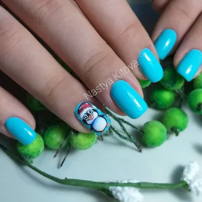 Пингвин на ногтях. Зимний маникюр. | Turquoise ring, Turquoise, Nails