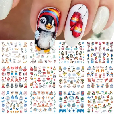 3d новейшие рождественские ногтей искусство наклейки милый лось санта  пингвин милый ногтей искусство наклейки украшения| Alibaba.com