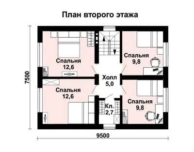 Проект простого двухэтажного дома AS-2125 из пенобетона с 5 спальнями