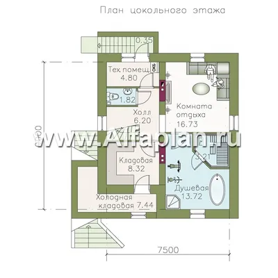 103AC Проект дома с мансардой из газобетона «Оптима плюс», с цокольным  этажом, с сауной: цена | Купить готовый проект с фото и планировкой