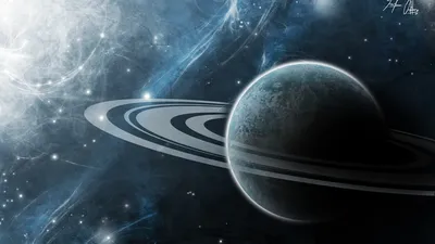 Пустыная планета с кольцами вокруг …» — создано в Шедевруме
