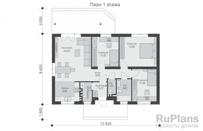 Проекты одноэтажных домов - Планы, Интерьеры, 3D виды, Фото, чертежи и  планировки коттеджей в 1 этаж