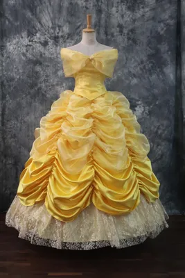 Праздничное платье принцессы Бэль для Каролины Длинное желтое платье с  юбкой на фатине для девочки - YouTube