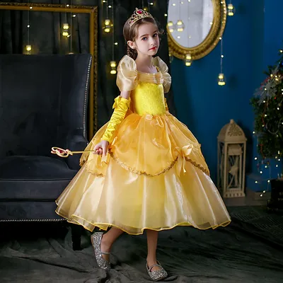 Новинка 2022, стильное платье принцессы Белль для девочек, детское бальное  платье с цветочным рисунком, Детский костюм для косплея Bella Красавица и  чудовище, необычный женский костюм | AliExpress