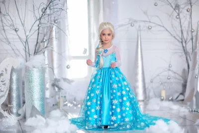 WOW_SHOP_KIDS Новогоднее Длинное платье Эльза Холодное сердце с набором
