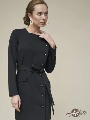 Платье на пуговицах спереди черное купить в интернет-магазине от  производителя, цена, качество, фото | A`Kate дизайнерская женская одежда
