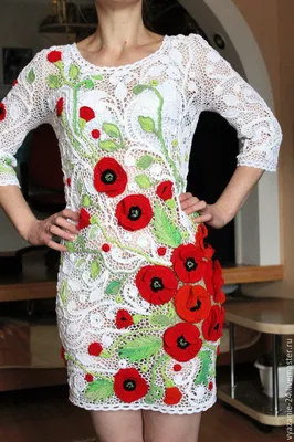 Летнее платье \" Маки и ромашки\" – заказать на Ярмарке Мастеров – 96FCZBY |  Платья, Москва