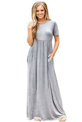 Темно-серое свободное платье с объемными рукавами и завышенной талией арт.  166273 | интернет-магазин VitoRicci