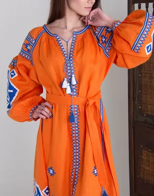 Платье-вышиванка женское миди с орнаментом мятное Modna KAZKA MKV107/801