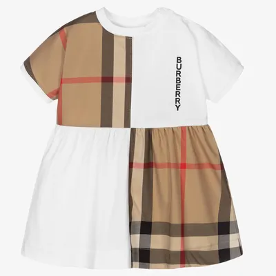 Burberry - Бежевое шелковое платье в клетку | Childrensalon
