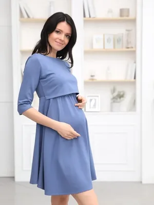 Платье для беременных кормящих мам повседневное трикотажное теплое с  секретом для кормления / Happy Moms