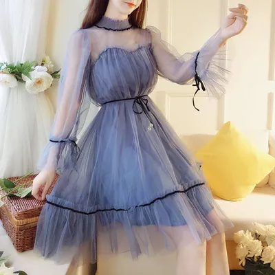 Корейская осень Vestidos Verano 2018 Стенд воротник Для женщин пикантные  бежевый синий вечерние платье с расклешенными … | Вечерние платья, Платья,  Корейское платье
