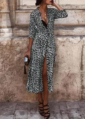 Длинное леопардовое платье (55 фото)