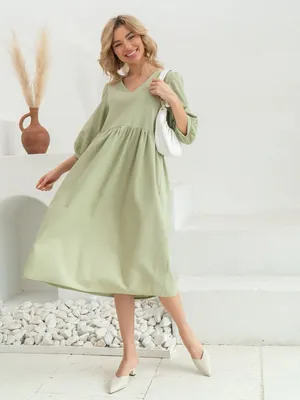 Ефросинья. Платье женское под пояс, льняное графит серый цвет, с вышивкой в  этностиле. Модель PL-49910