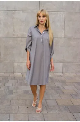 Женское платье из льна под цвет джинса П19 купить в интернет-магазине