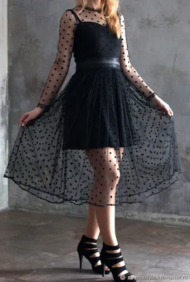 Двойное платье из сетки и нижней комбинации 021458130303, цвет Черный,  артикул 021458130303 - купить в интернет-магазине ZOLLA по цене: 799 ₽